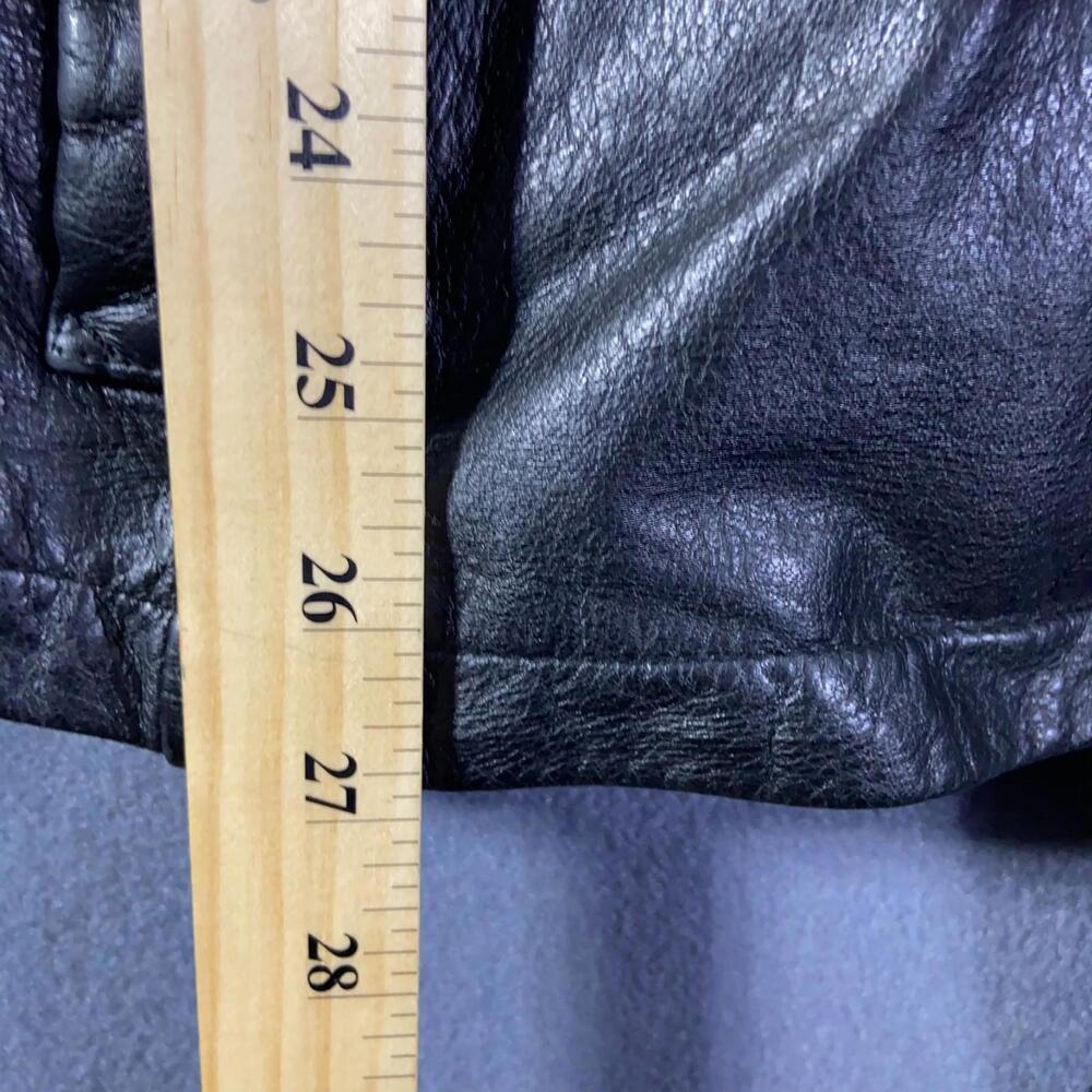 VTG Wilsons Leather Jacket Womens Large Waist Tie Black Zipper - Picture 6 of 10